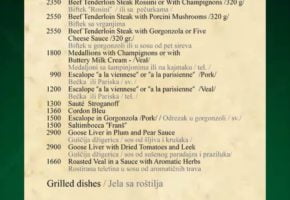 Restaurant – Franš - Pricelist